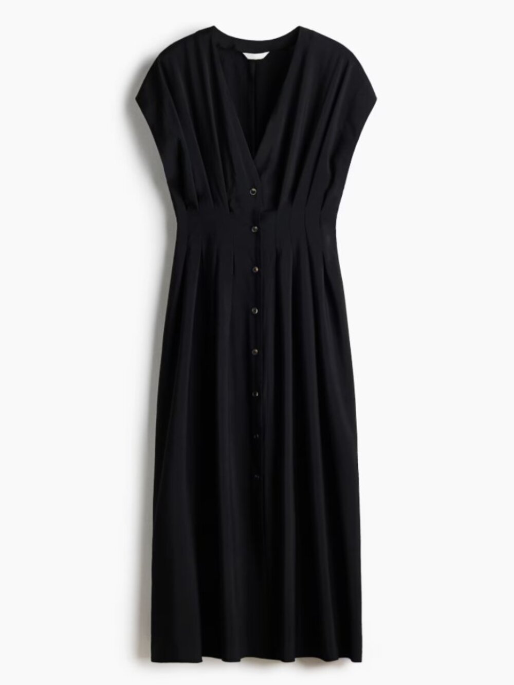🏷️ H&M Button-Front Midi Dress, Black